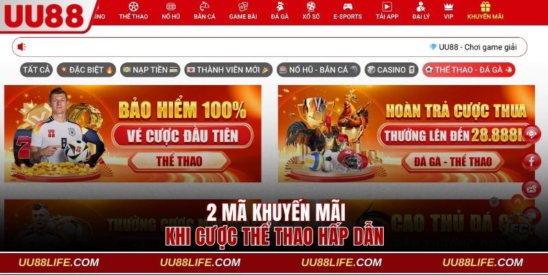 2 mã khuyến mãi khi cược thể thao hấp dẫn